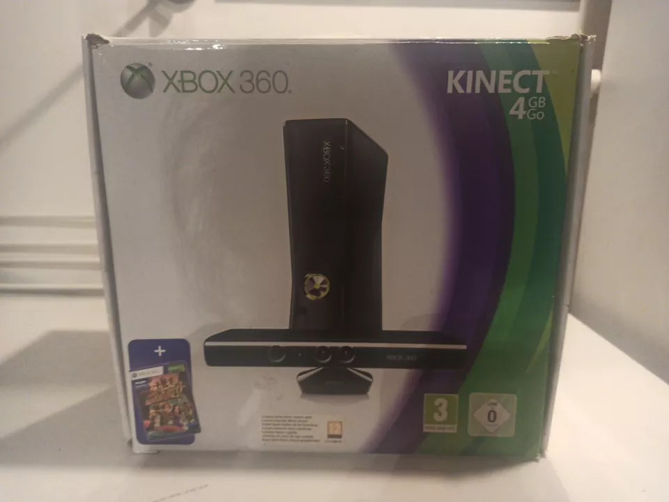 Pack Console Microsoft XBOX 360s 4 gb , Manette câbles kinect notice PAL boite